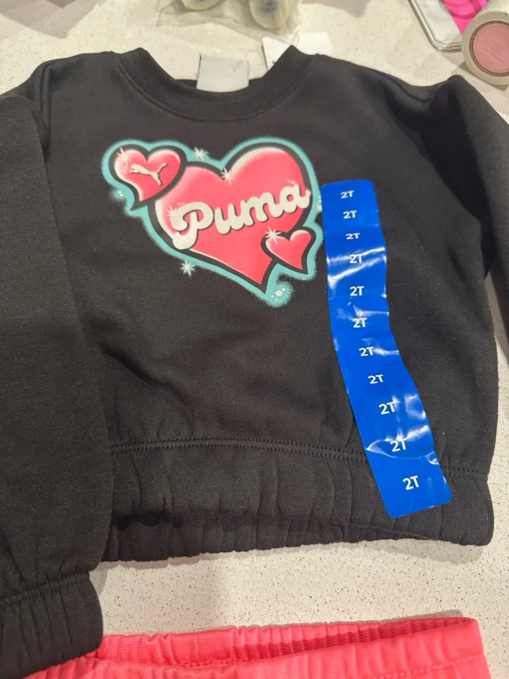 Puma Girls Black & Pink Heart Logo Dress - 2T - Picture 2 of 4